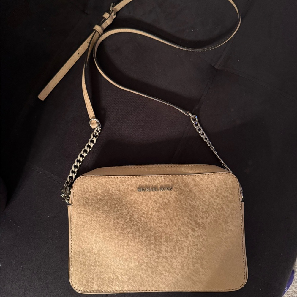 Michael Kors Beige Crossbody Bag with Chain Strap